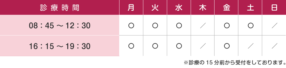 診療時間のご案内